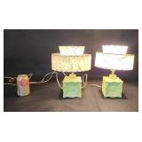 Ceramic Table Lamps Lime Green Fiberglass Shades