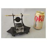 Cast Iron Inkwell Stand w/ Mother of Pearl (14K