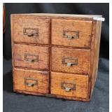 Oak Vintage Library Card Catalog Box 14"w x 13.5"