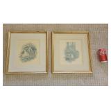 Victorian Cottage Core Print Pair Children Fawn