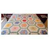 Vintage Flower Garden Quilt 85 x 73 Hand Pieced