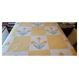 Vintage Tulip Applique Hand Quilted Quilt Shown On