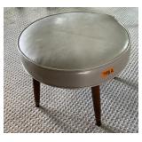 Footstool 17 x 13h Round MCM Ivory Vinyl