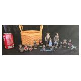 Basket of Cast Iron Amish Folk Figures