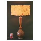 MCM 1960s - 70s Wood Turned Lamp Fiberglass Shade