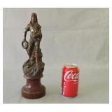 Bronze Statue Wood Base Fishmonger Fisherman