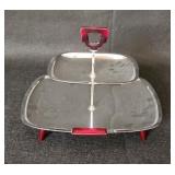 Vtg Glo-Hill Gourmates 2 Tier Serving Tray Chrome
