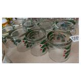 VTG Libbey Christmas Holly Ribbons Tumblers Gold