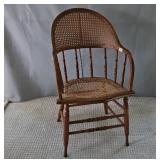 Oak Arm Chair Bent Wood Cane Back and Curve Front