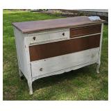 4 Drawer Distressed White Dresser Partially