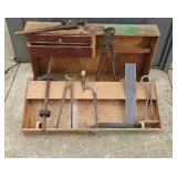 Wood Tool Box Square Scribe Saw Pipe Wrench