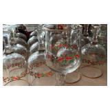VTG Libbey Christmas Holly Ribbons Garland 10 Oz