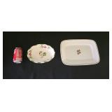 Ironstone Tea Leaf Platter and Blue Ridge Rooster