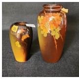 2 Antique c1900 WELLER Art Pottery Flowers &