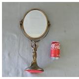Bronze Art Deco Swivel Oval Pedestal Mirror H 19