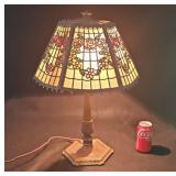 Painted Glass Metal Filagree Table Lamp