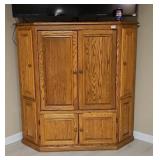 Oak Corner Entertainment Center (TV Not Included)