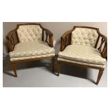 Pair of Vintage Lounge Chairs Armchairs Tufted