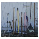 Long Handled Tool Lot Axe, Tree Trimmers,