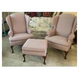 Wingback Chairs (Pr) with Ottoman (Smith