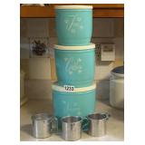 Sugar Coffee Tea Turquoise Rubber Canister Set