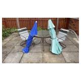 Patio Table 2 Chairs 2 Umbrellas