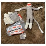 Red Heel Sock Monkey Instructions and Socks Lot