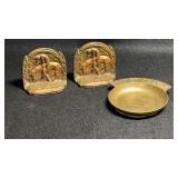 Brass Bookends and Dresser Change Lot