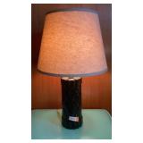 MCM Black Ceramic Table Lamp w/ Shade Dia 15.