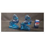 MCM L.E. Smith Glass Co. Blue Rearing Horse