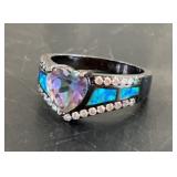 Sterling Silver Black Rhodium Amethyst Heart,