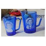 Vintage Shirley Temple Blue Glass Small Pitcher