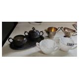 Creamer Sugar Lot Manning-Bowman Cubist Glass