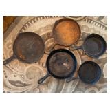 Cast Iron Unmarked Skillet Lot (1 is damaged