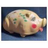 Vintage 1946 Ceramic Floral Painted Piggy Bank By