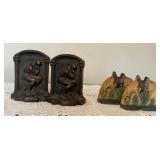Cast Iron Bookends Thinker and Horses