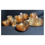 Jeanette Carnival Glass Iridescent Floragold