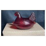 Ruby Red Indiana Glass Hen on Nest 6ï¿½