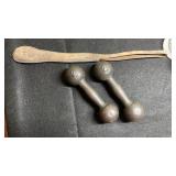 Antique 2 Pound Bun Dumbbells Cast Iron no