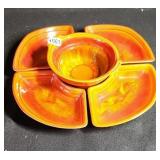 California USA Pottery Relish Set Orange 1970s 5