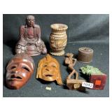 Folk African Art Mask Buddha Figure Lot
