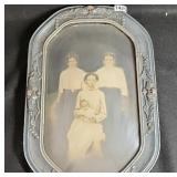 Vintage Framed Photograph Bubble Glass 3 Women 1