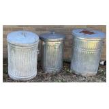 Galvanized Trash Cans with Lids (3)