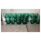 Anchor Hocking Libbey Teal Swirl Glasses Goblets