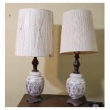 Glass Lamps White Gold Metal Base 32.5" H Lamp
