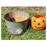 Vintage Halloween Pumpkin Bucket with Handle