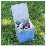 Vintage Galvanized  Milk Box with Contents