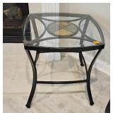Black Metal/Glass Top Side Table W24 H23 D24