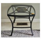 Black Metal /Glass Top Side Table W24 H23 D24