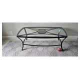 Black Metal Glass Top Coffee Table W48 H18.5